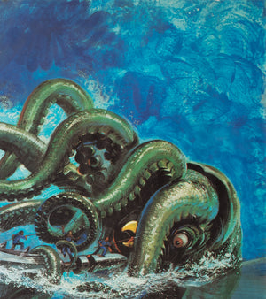 20,000 Leagues Under the Sea R1976 UK Quad Film Movie Poster, Brian Bysouth - detail