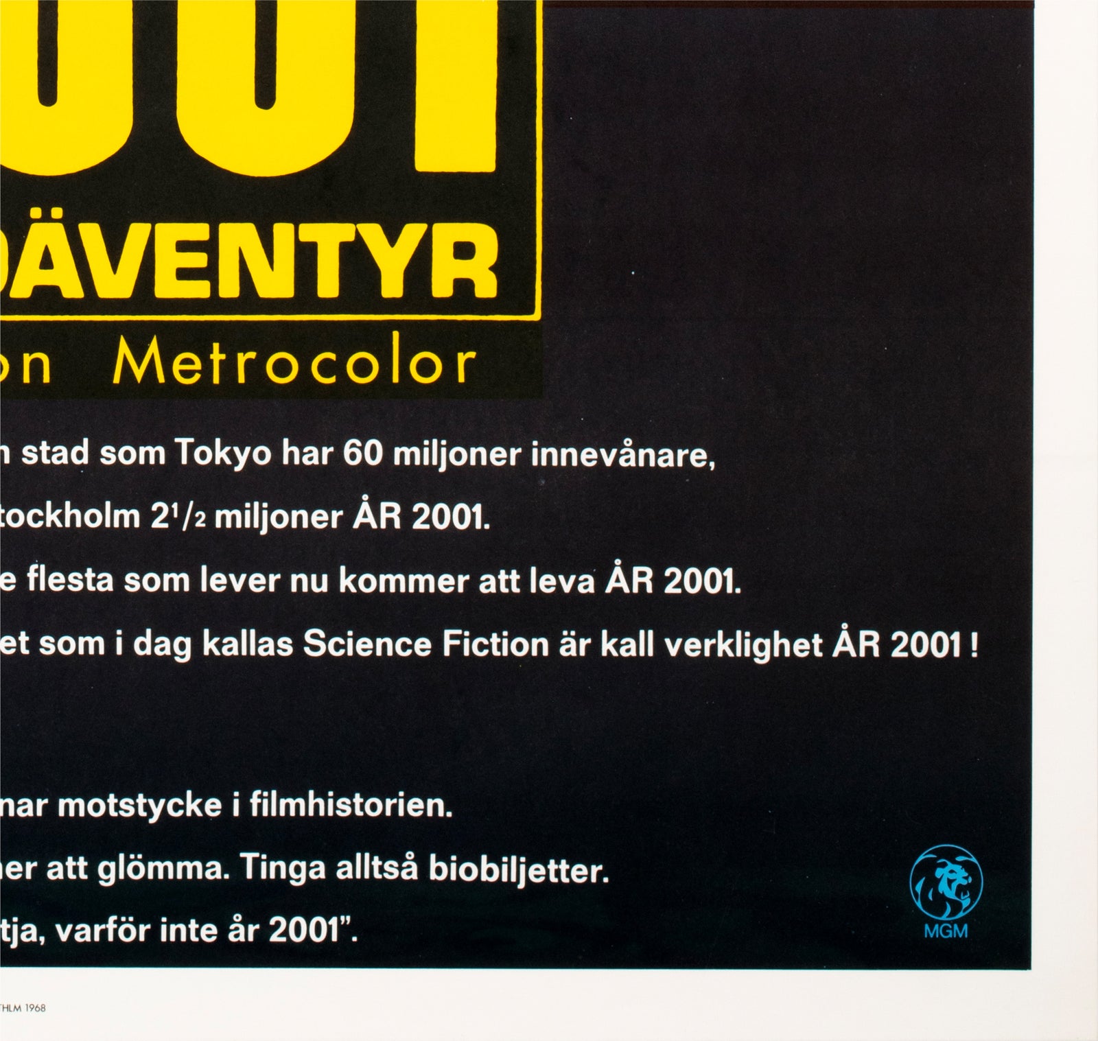 2001 A Space Odyssey 1968 Swedish Film Poster Bob McCall - detail