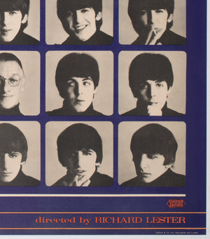 A Hard Day's Night 1964 UK Quad Film Movie Poster, The Beatles - detail