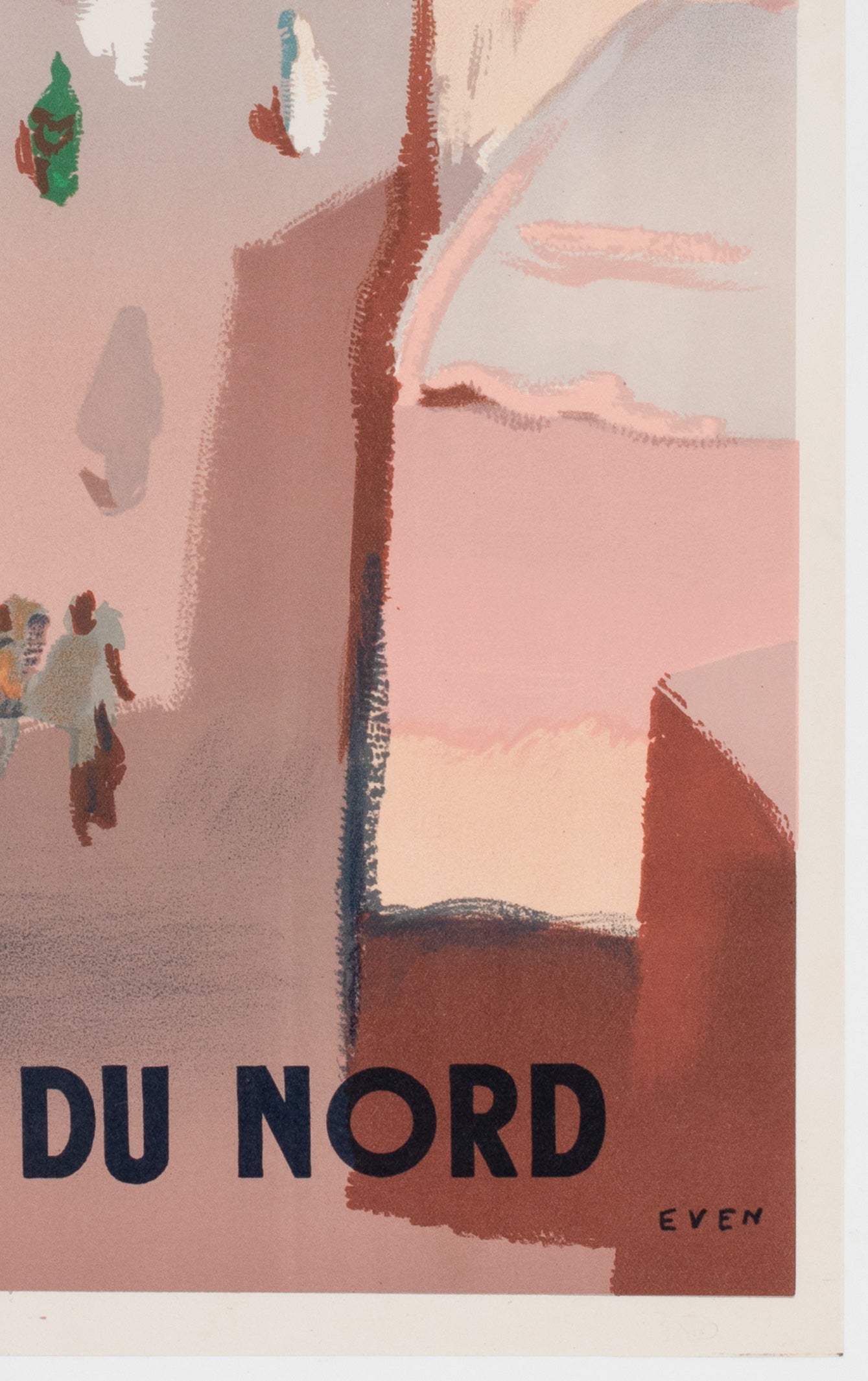 Air France Afrique Du Nord 1950 Travel Airline Advertising Poster, Jean Even - detail