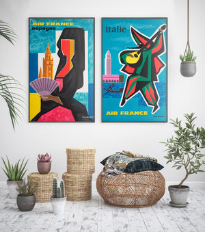 Air France Italy 1960s Airline Travel Advertising Poster Guy Georget