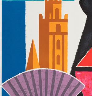 Air France Spain 1960s Airline Travel Advertising Poster Guy Georget - detail