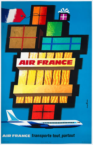 Air France 1962 Airline Advertising Poster, Nathan