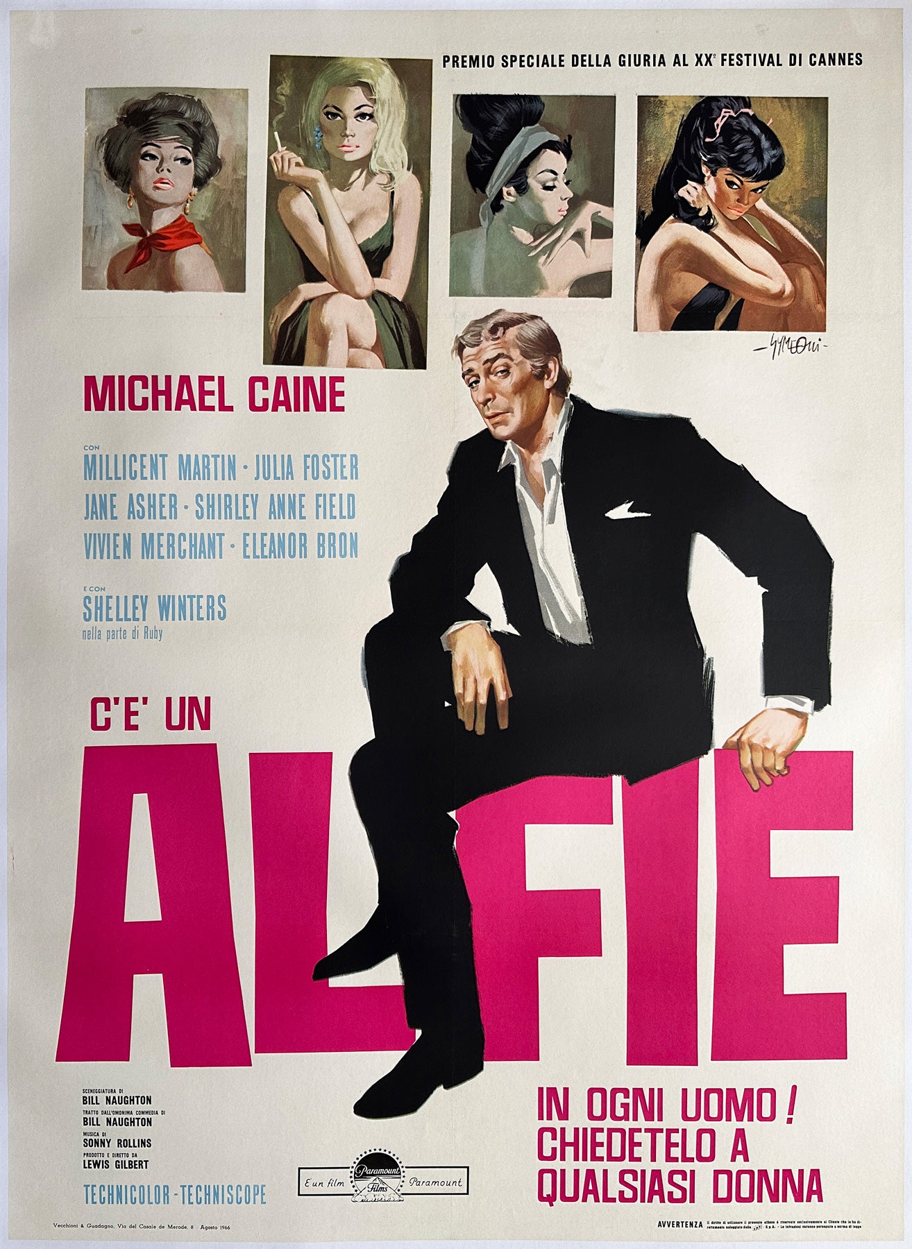 Alfie 1966 Italian 2 Foglio Film Movie Poster, Sandro Symeoni