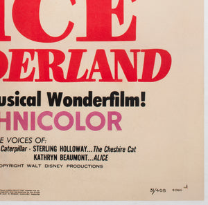 Alice in Wonderland 1951 US 1 Sheet Film Movie Poster, Disney - detail
