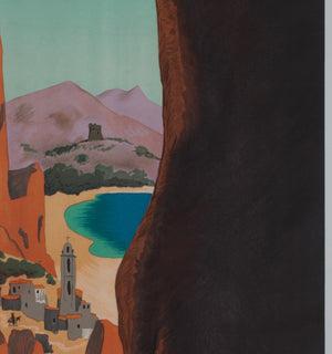 Allez en Corse CGT c1950s Corsica French Travel Poster, Edouard Collin - detail