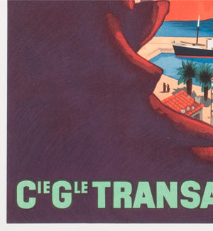 Allez en Corse CGT c1950s Corsica Small French Travel Poster Edouard Collin - detail