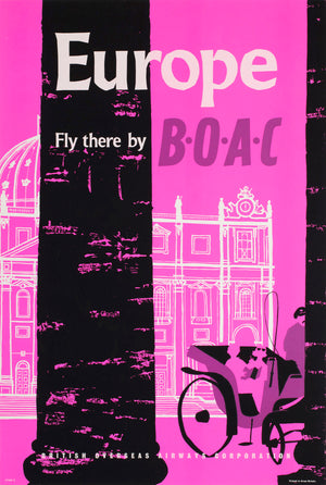 BOAC Europe c1955s Silkscreen Airline Travel Poster