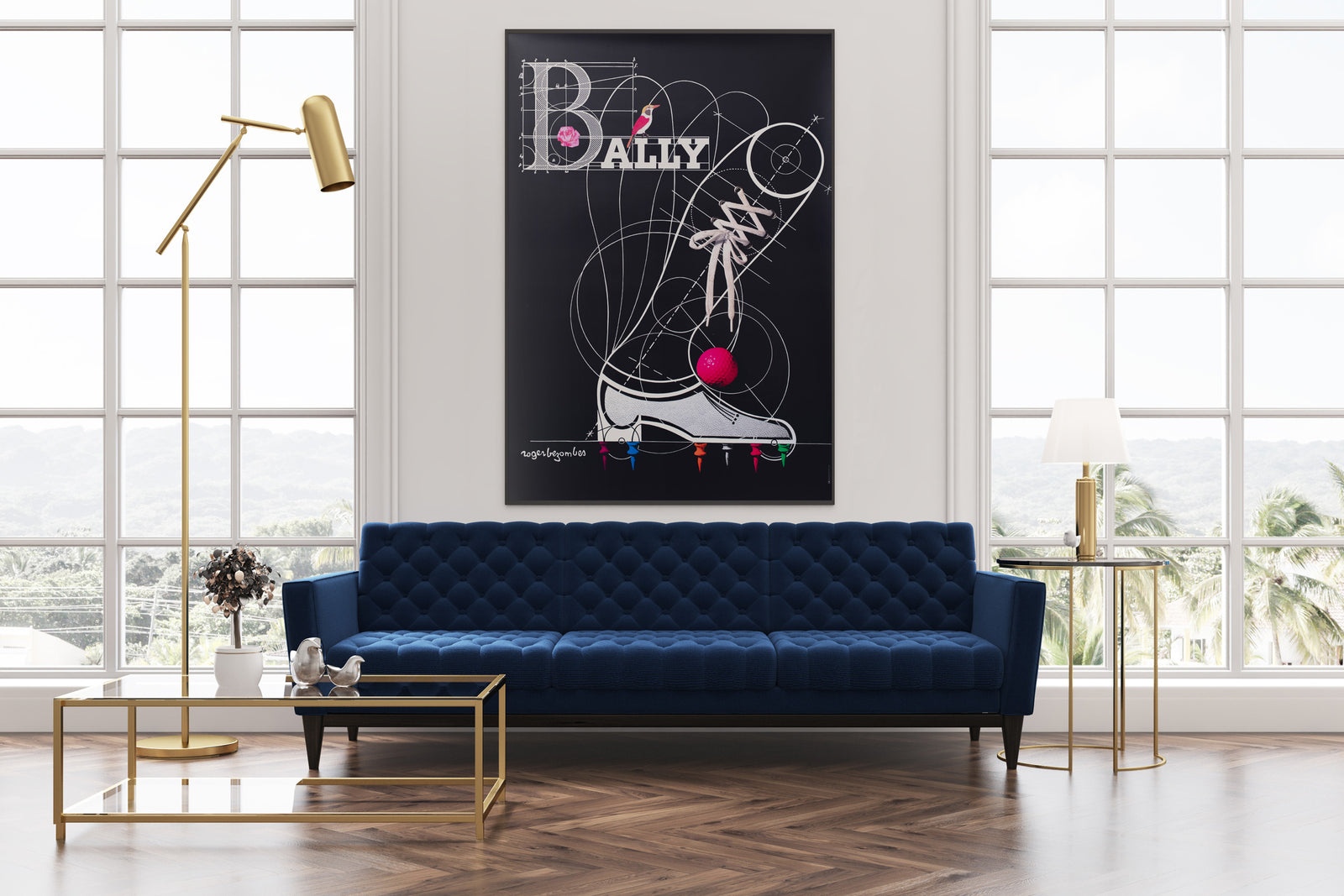 Bally c1980 Golf Shoe Advertising Poster Roger Bezombes