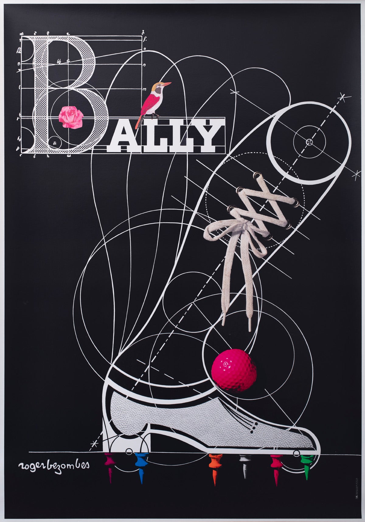 Bally c1980 Golf Shoe Advertising Poster Roger Bezombes