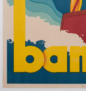 Bandol 1930s French Travel Poster, Sports, Ski, Andre Bermond - detail