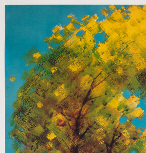 Barcelona Flower 1950s Travel Advertising Poster - detail