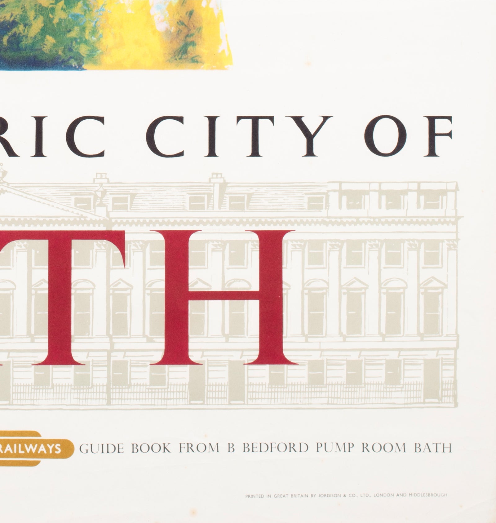 Bath 1962 British Railways Travel Poster Reginald Lander - detail