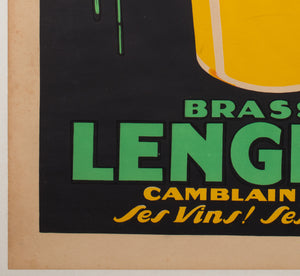 Brasserie Lengrand Frog 1926 French Alcohol Advertising Poster, Paul Nefri - detail