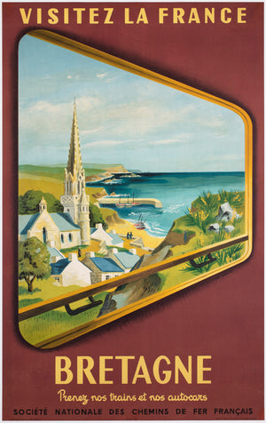 Bretagne 1953 SNCF French Railway Travel Advertising Poster Jean Garcia