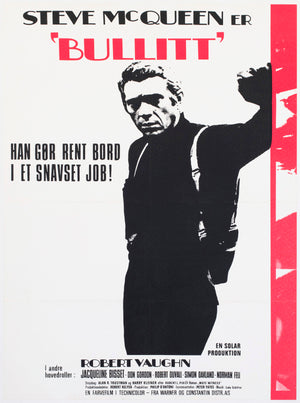 Bullitt 1969 Danish 1 Sheet Film Movie Movie Poster, Steve McQueen