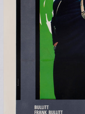Bullitt 1969 Italian Locandina Movie Film Poster, Renato Ferrini - detail