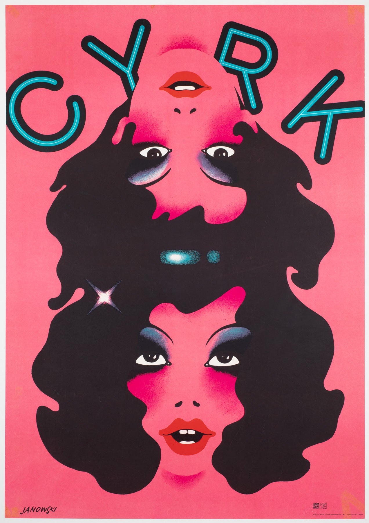 CYRK Conjoined Twins 1974 Polish Circus Poster, Witold Janowski