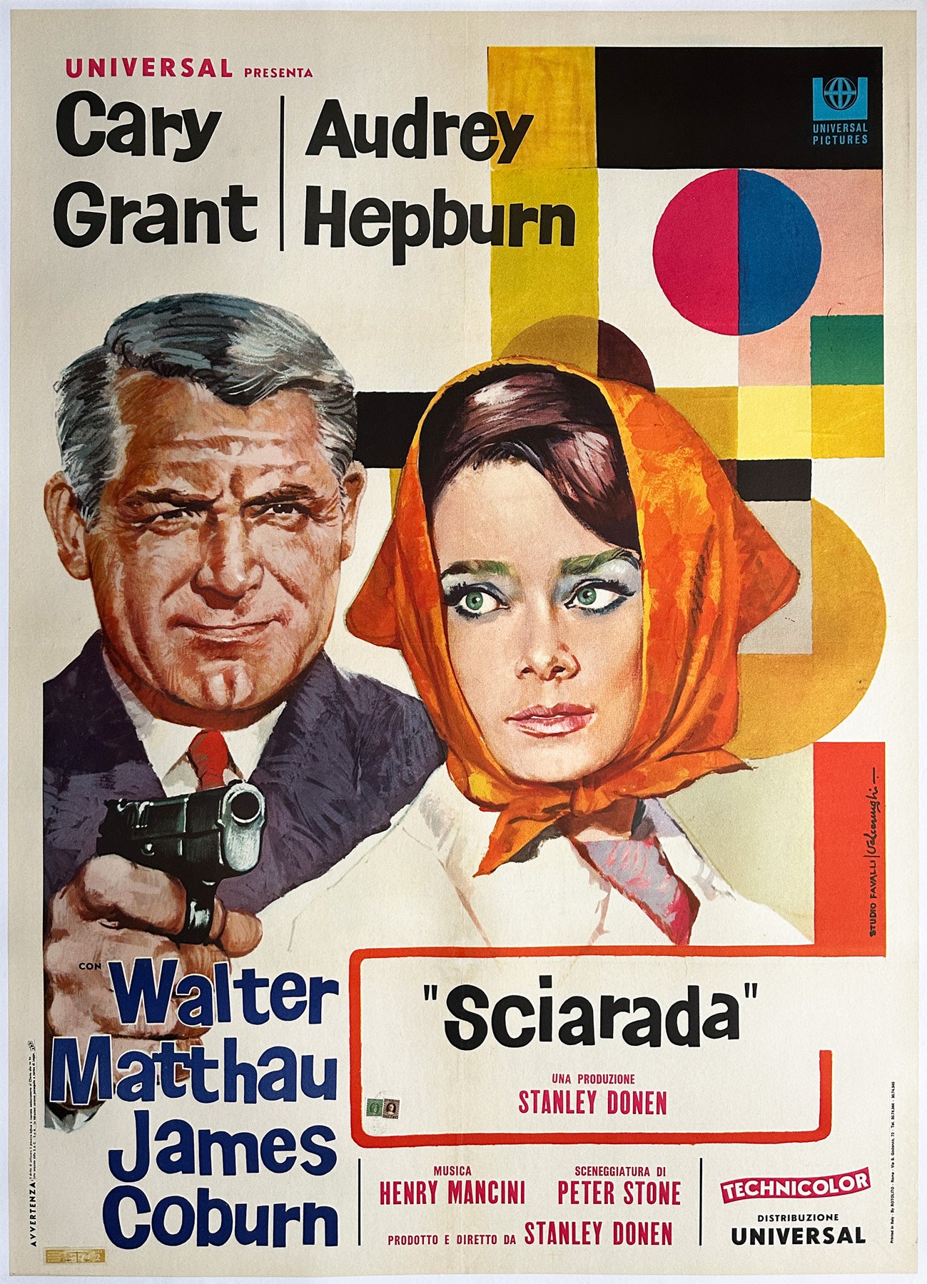 Charade R1969 Italian 2 Foglio Film Movie Poster, Rodolfo Valcarenghi