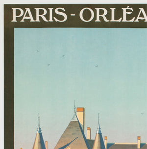 Chateaux D'Azay le Rideau c1925 French Travel Advertising Poster Contant Duval - detail