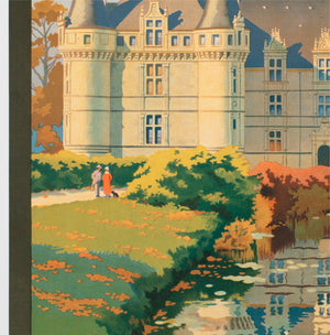 Chateaux D'Azay le Rideau c1925 French Travel Advertising Poster Contant Duval - detail