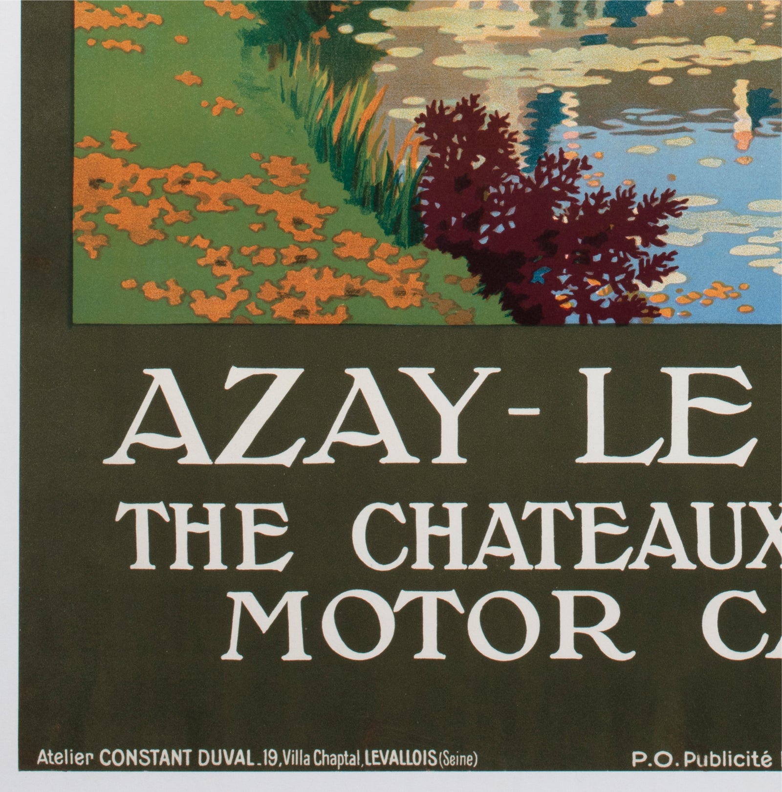 Chateaux D'Azay le Rideau c1925 French Travel Advertising Poster Contant Duval - detail