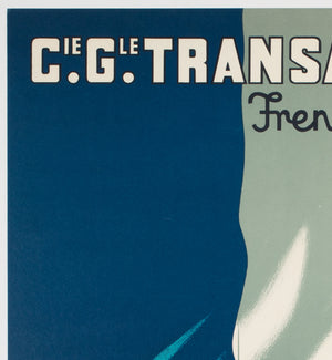 Cie Gle Transatlantique 1950s French Line Large Travel Poster, Paul Colin - detail