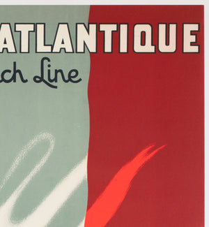 Cie Gle Transatlantique 1950s French Line Large Travel Poster, Paul Colin - detail