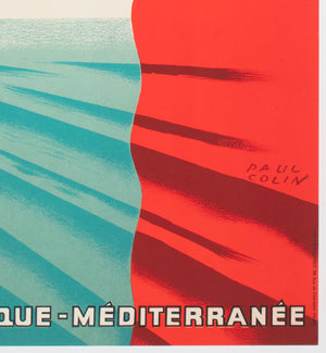 Cie Gle Transatlantique 1950s French Line Large Travel Poster, Paul Colin - detail