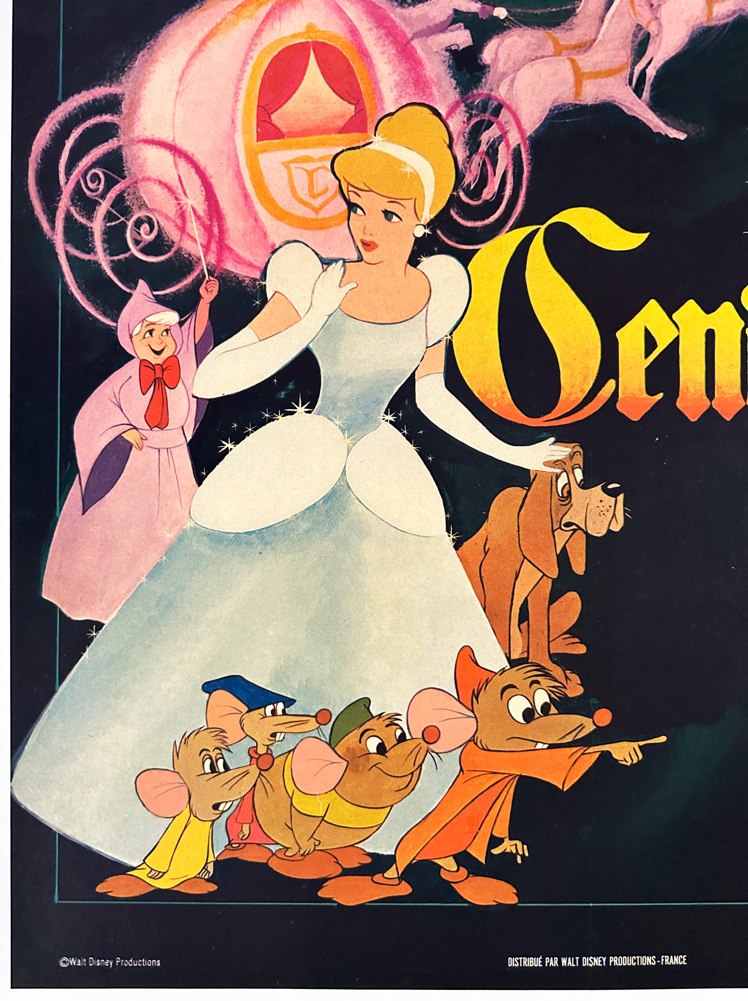 Cinderella R1960s French Moyenne Film Movie Poster - detail