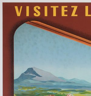 Cote Basque 1952 SNCF French Railway Travel Advertising Poster, Jean Garcia - detail