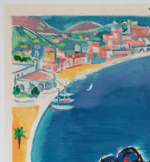Cote D'azur 1947 SNCF French Railway Travel Advertising Poster, Jal - detail