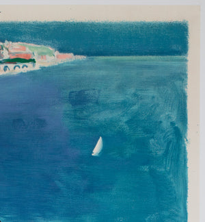 Cote D'azur 1947 SNCF French Railway Travel Advertising Poster, Jal - detail