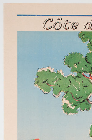 Cote D'Azur Sanary sur Mer 1950s Travel Advertising Poster - detail