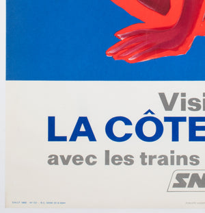 Cote d'Azur SNCF 1968 Travel Advertising Poster, Bernard Villemot - detail