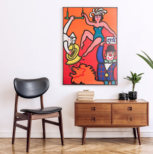 Cyrk Clown Balancing Lady 1975 Polish B1 Circus Poster Jan Mlodozeniec