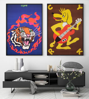 Cyrk Fire Tiger 1970 Polish Circus Poster, Tadeusz Jodlowski