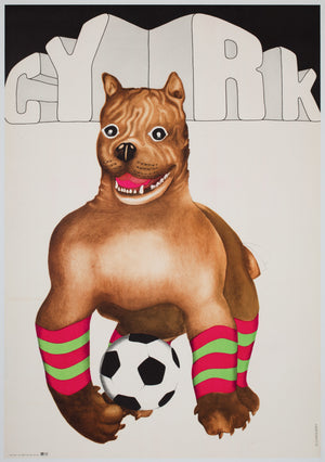 Cyrk Football Dog 1973 Polish Circus Poster, Danuta Zukowsaka