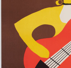 Cyrk Guitar Playing Dog 1970 Polish Circus Poster, Jerzy Treutler - detail