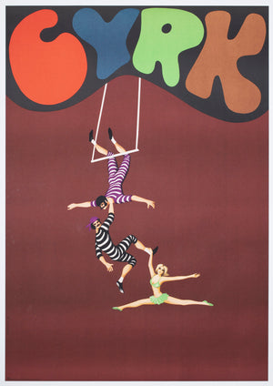 Cyrk Hanging Acrobats 1975 Polish Circus Poster, Jan Kotarbinski