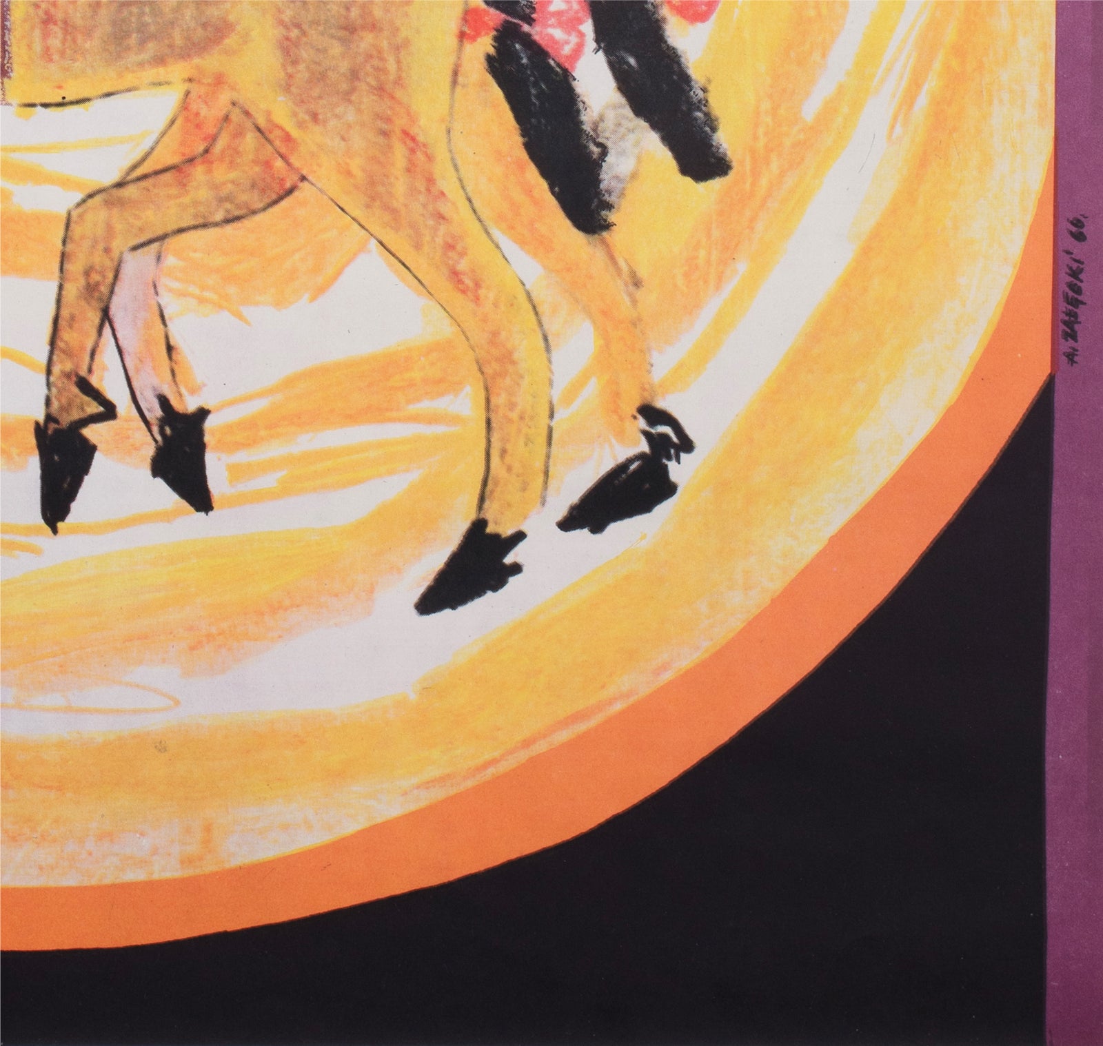 Cyrk Horse Jumping Acrobat 1966 Polish Circus Poster Adam Zalecki - detail