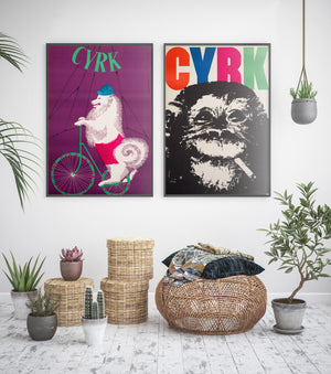 Cyrk Samoyed Cycling 1965 Polish Circus Poster, Gustaw Majewski