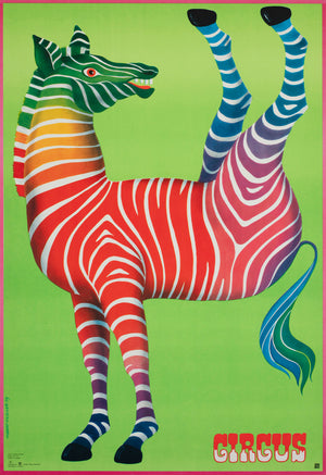 Cyrk Zebra Acrobat 1979 Polish Circus Poster, Hubert Hilscher