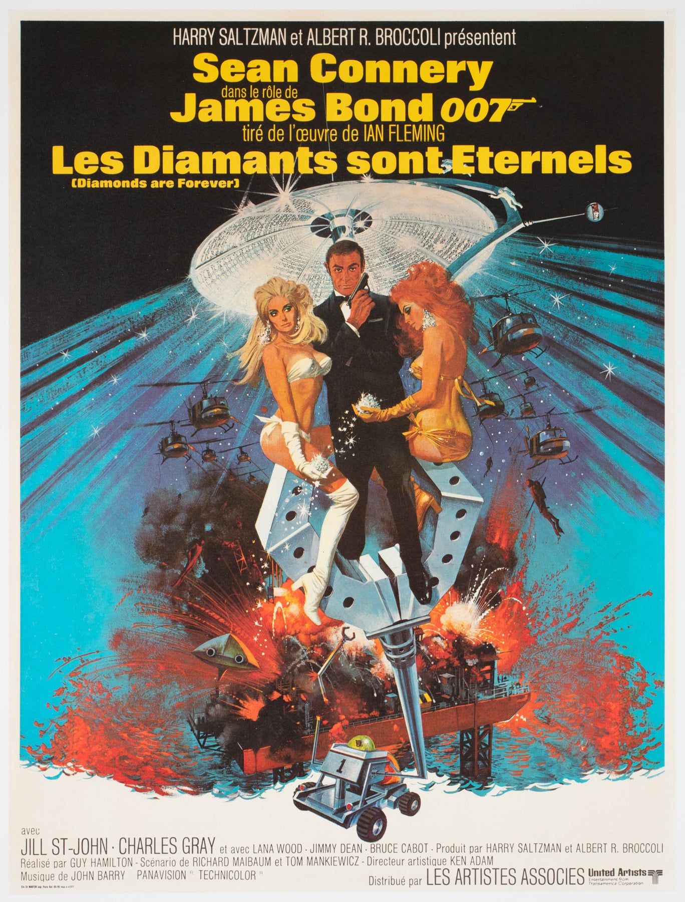 Diamonds Are Forever 1971 French Moyenne Film Movie Poster, Robert McGinnis