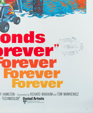 Diamonds Are Forever 1971 US 3 Sheet Film Movie Poster, Robert McGinnis - detail