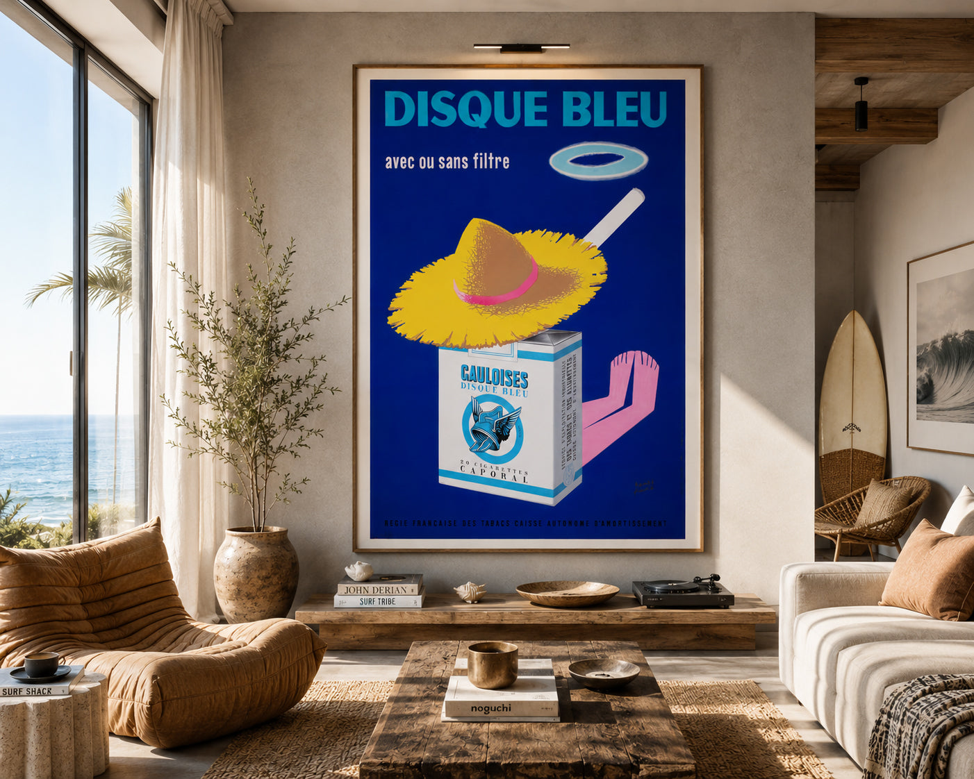 Disque Bleu Gauloises 1956 French Cigarettes Advertising Poster Henri Favre