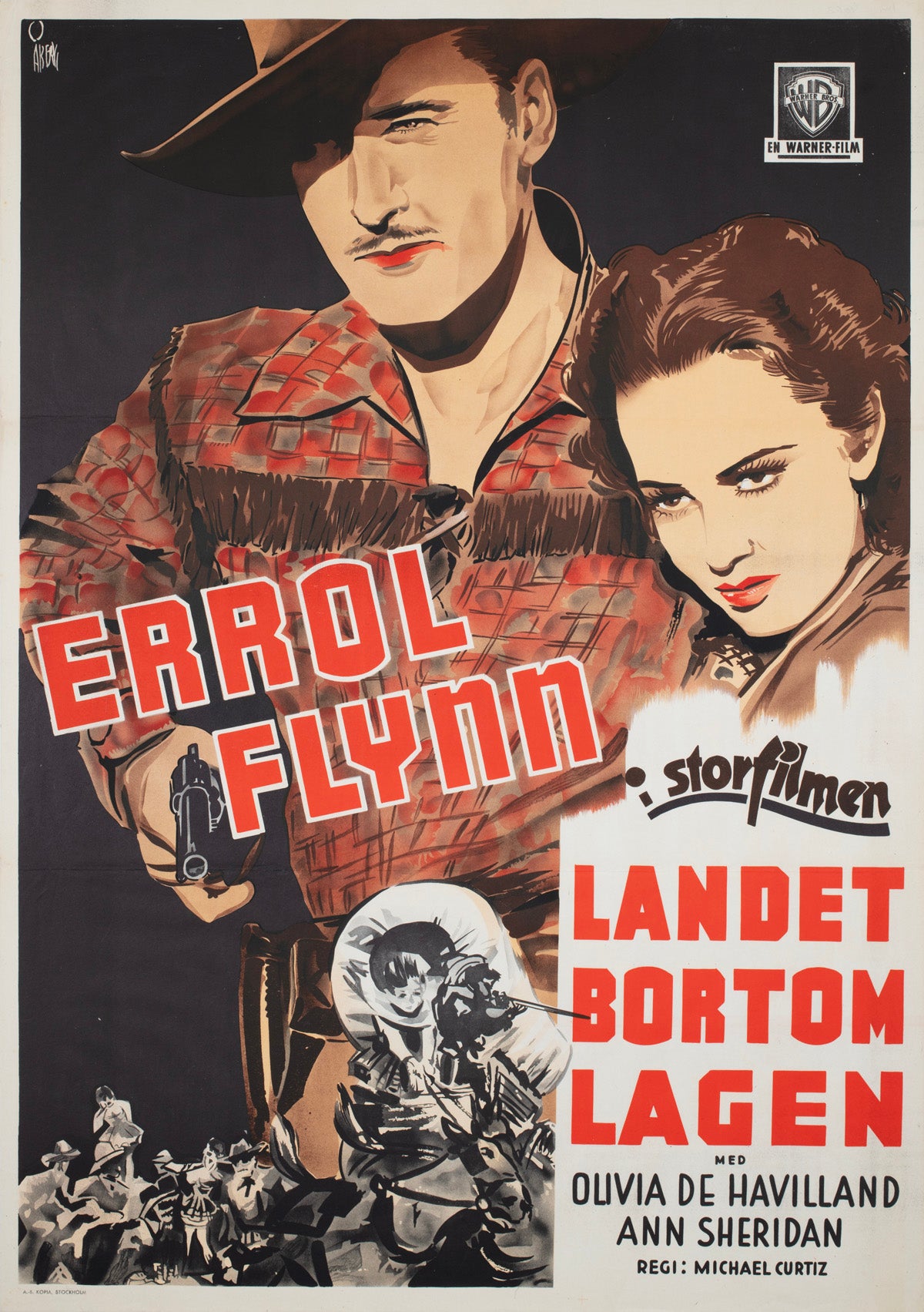 Dodge City 1939 Swedish Film Poster Gösta Åberg