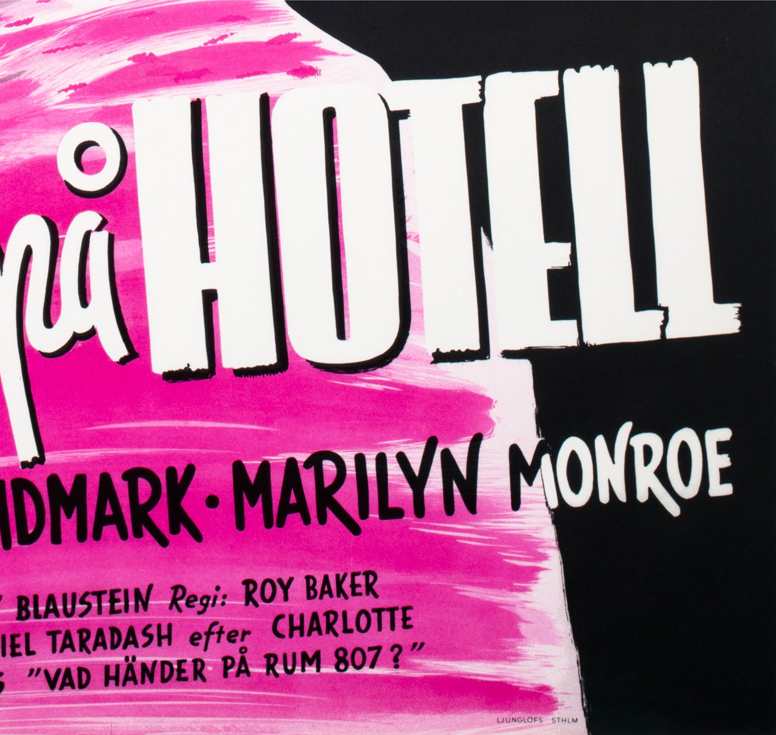 Don't Bother to Knock 1952 Swedish Film Poster Gunnar Tollin - detail