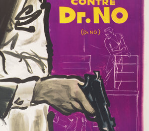 Dr. No 1963 French Grande Purple Style Film Movie Poster, Boris Grinsson James Bond - detail