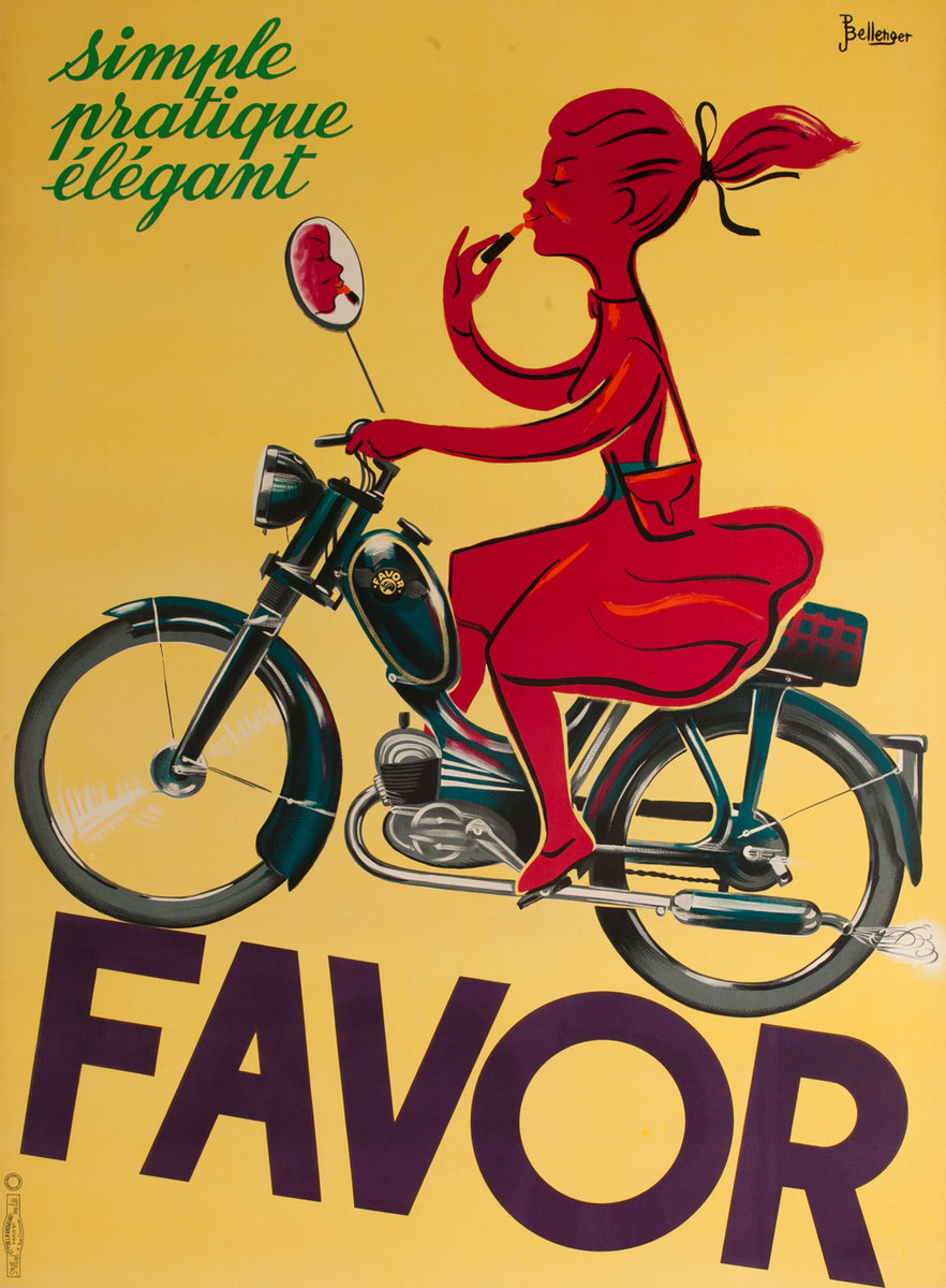 Favor c1950s Motorcycle Advertising Poster Bellenger